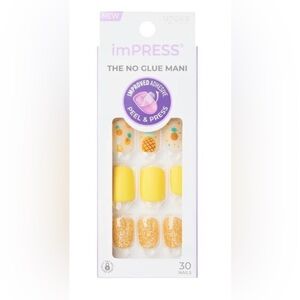 Impress Press Manicure Sun daze Matte Yellow Pineapple gold glitter yellow short